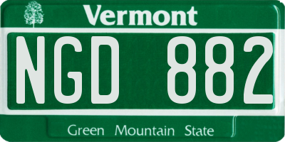 VT license plate NGD882