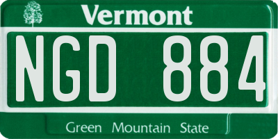 VT license plate NGD884