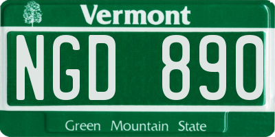 VT license plate NGD890