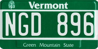 VT license plate NGD896