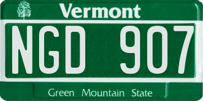 VT license plate NGD907