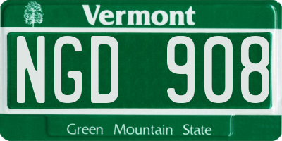 VT license plate NGD908