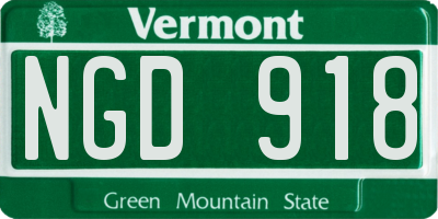 VT license plate NGD918