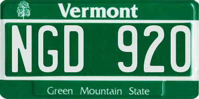 VT license plate NGD920