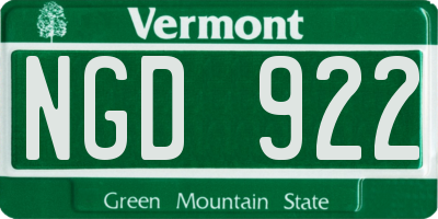 VT license plate NGD922
