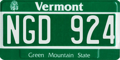VT license plate NGD924