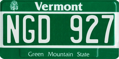 VT license plate NGD927