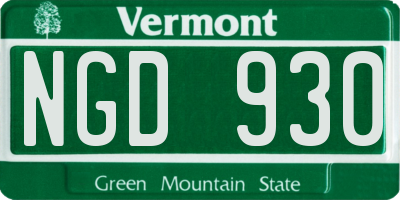 VT license plate NGD930