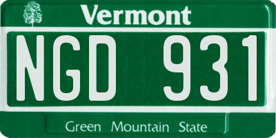 VT license plate NGD931
