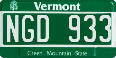 VT license plate NGD933