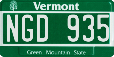 VT license plate NGD935