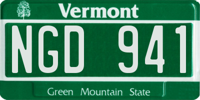 VT license plate NGD941