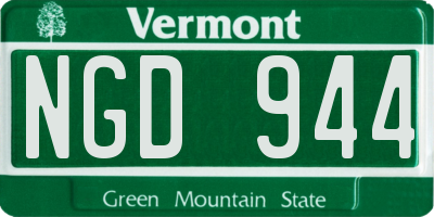 VT license plate NGD944