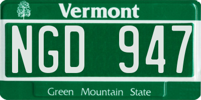 VT license plate NGD947