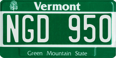 VT license plate NGD950