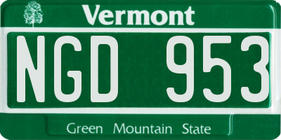VT license plate NGD953