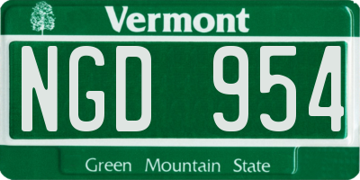 VT license plate NGD954