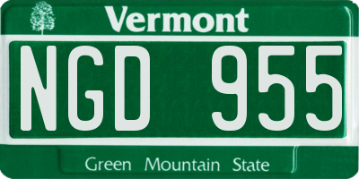 VT license plate NGD955