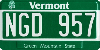 VT license plate NGD957