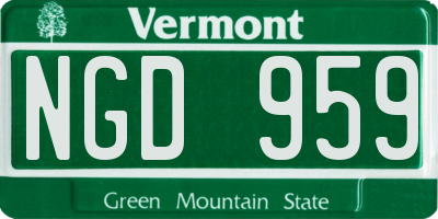 VT license plate NGD959