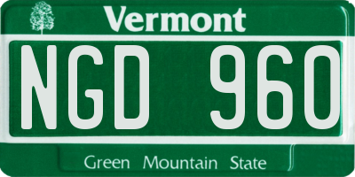 VT license plate NGD960