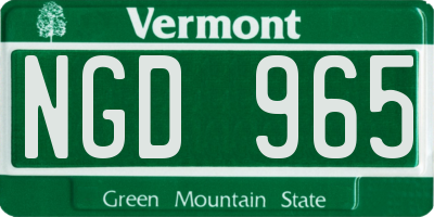 VT license plate NGD965