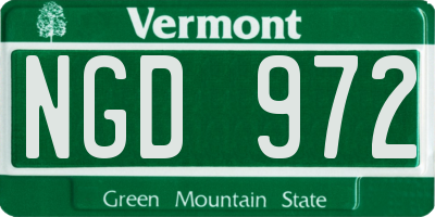 VT license plate NGD972