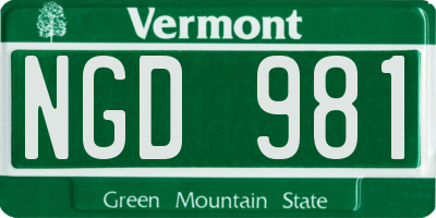 VT license plate NGD981