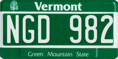VT license plate NGD982