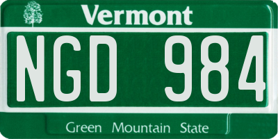 VT license plate NGD984