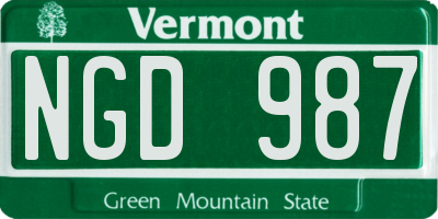 VT license plate NGD987