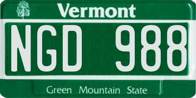 VT license plate NGD988