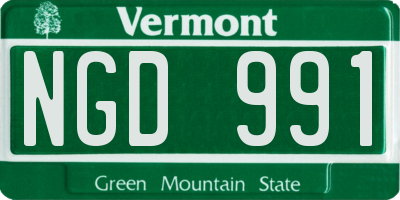 VT license plate NGD991