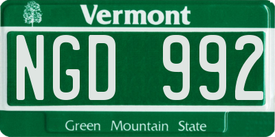 VT license plate NGD992