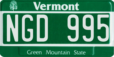 VT license plate NGD995