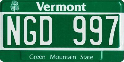 VT license plate NGD997