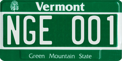 VT license plate NGE001