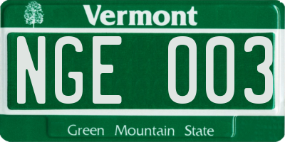 VT license plate NGE003