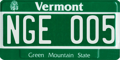 VT license plate NGE005