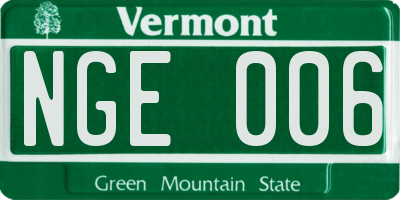VT license plate NGE006