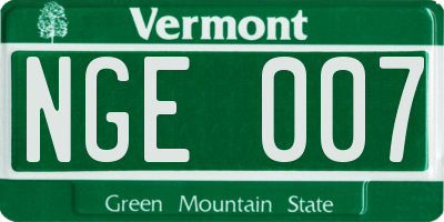 VT license plate NGE007