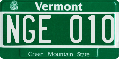VT license plate NGE010