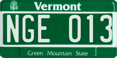 VT license plate NGE013