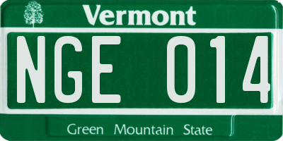 VT license plate NGE014