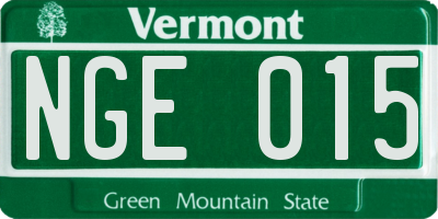 VT license plate NGE015