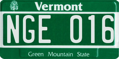 VT license plate NGE016