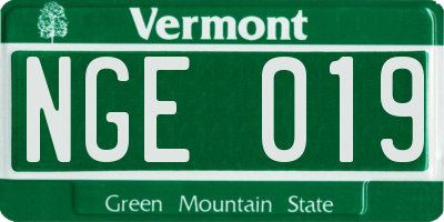 VT license plate NGE019