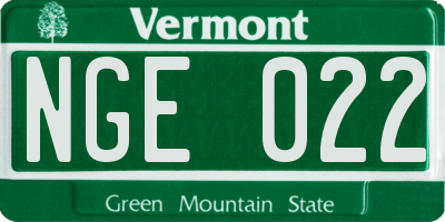 VT license plate NGE022