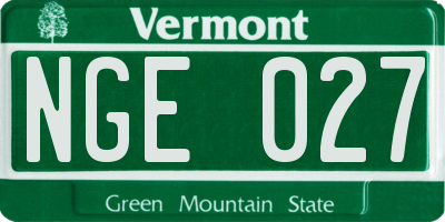 VT license plate NGE027