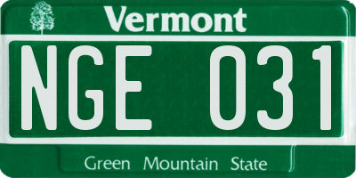 VT license plate NGE031